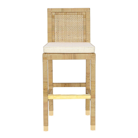 Amara Rattan & Cream Linen Stool by TOV Furniture at Eve Furniture
