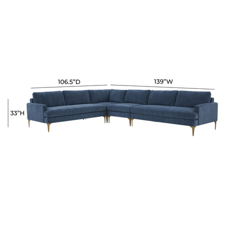 Serena Velvet Large L-Sectional by TOV Furniture at Eve Furniture