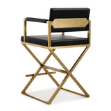 Director Performance Vegan Leather Stool with Gold Base by TOV Furniture at Eve Furniture