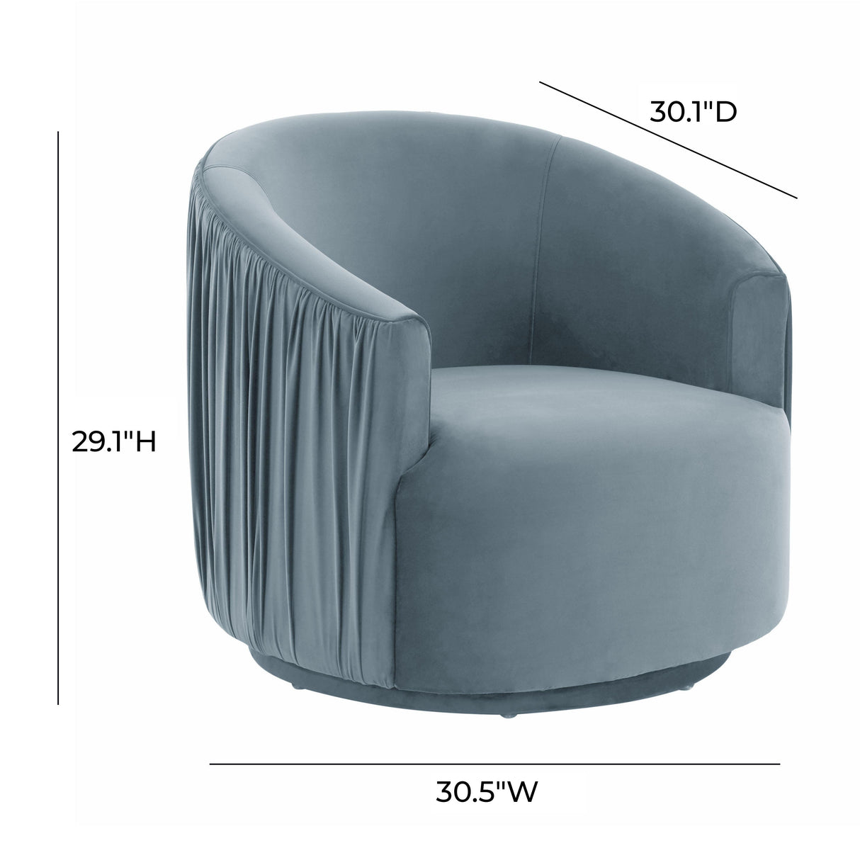 London Pleated Velvet Swivel Chair by TOV Furniture at Eve Furniture