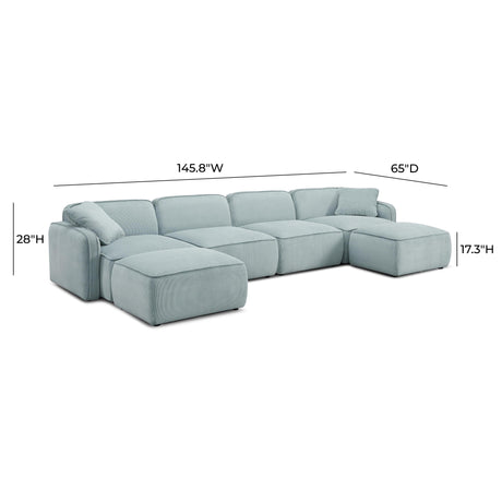 Travie Performance Corduroy Velvet 6-Piece Modular U-Sectional by TOV Furniture at Eve Furniture