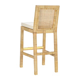 Amara Rattan & Cream Linen Stool by TOV Furniture at Eve Furniture