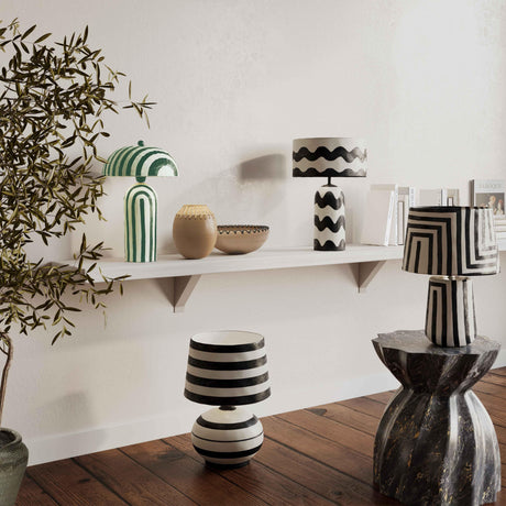Maiori Striped Papier Mache Table Lamp by TOV Furniture at Eve Furniture