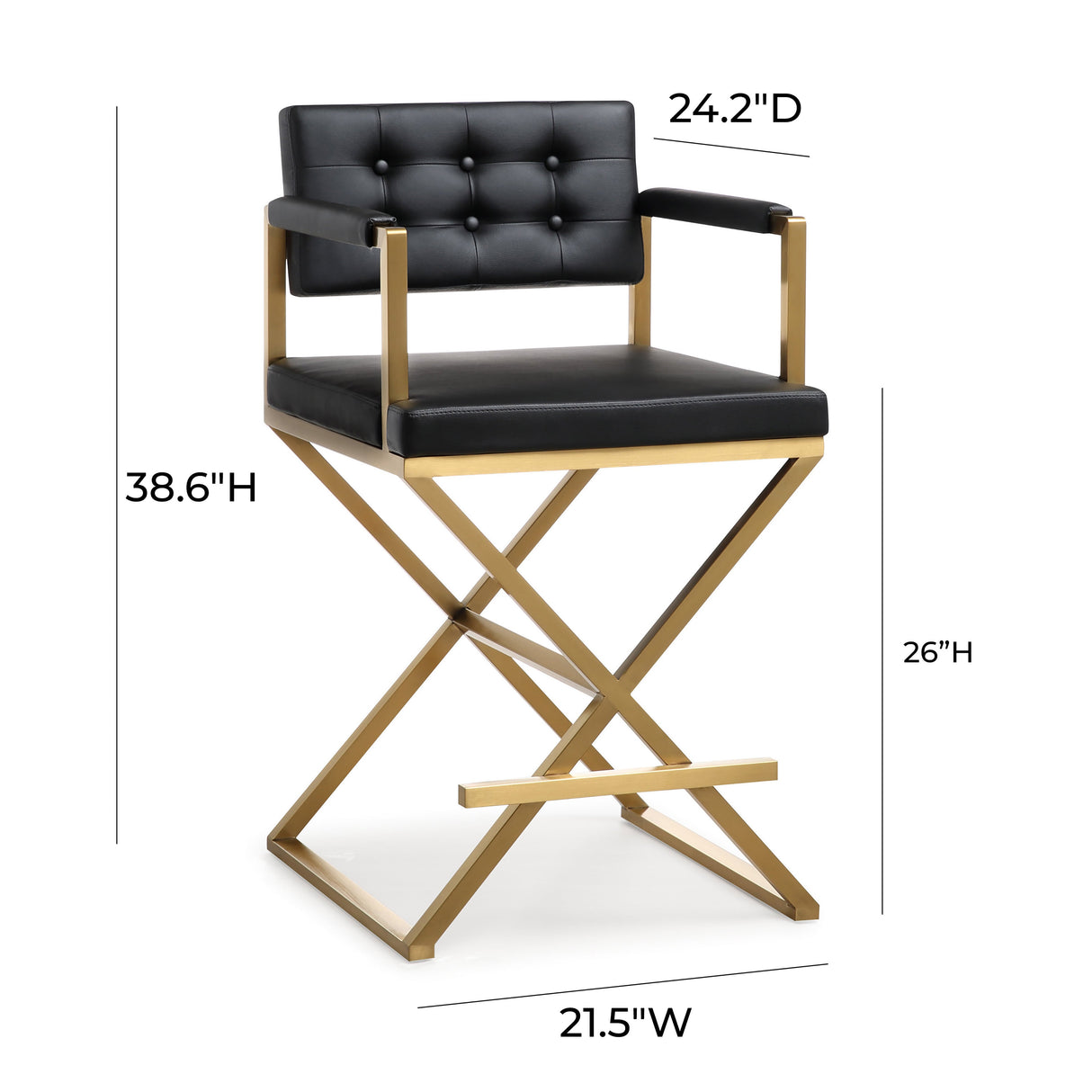 Director Performance Vegan Leather Stool with Gold Base by TOV Furniture at Eve Furniture
