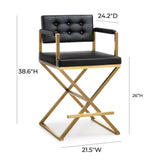Director Performance Vegan Leather Stool with Gold Base by TOV Furniture at Eve Furniture