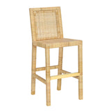 Amara Rattan & Cream Linen Stool by TOV Furniture at Eve Furniture