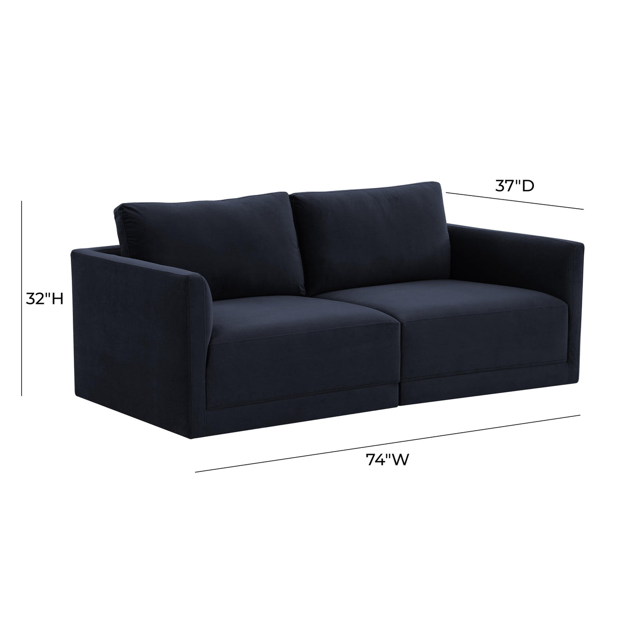 Willow Velvet Modular Loveseat by TOV Furniture at Eve Furniture