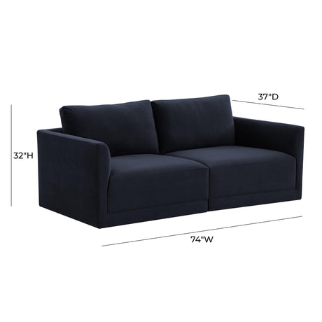 Willow Velvet Modular Loveseat by TOV Furniture at Eve Furniture