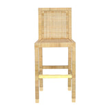 Amara Rattan & Cream Linen Stool by TOV Furniture at Eve Furniture