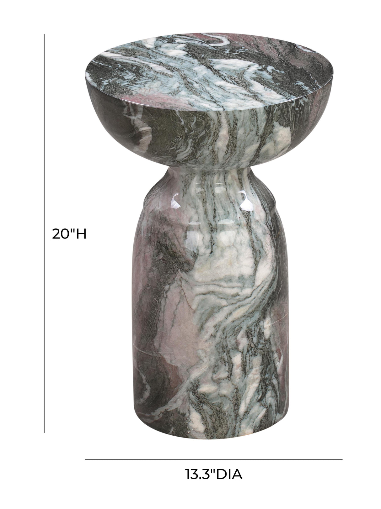 Rue Marble Indoor / Outdoor Round Side Table by TOV Furniture at Eve Furniture