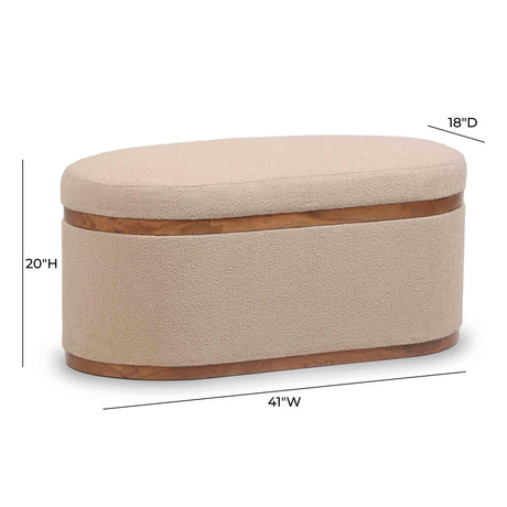 Olivier Boucle Oval Storage Ottoman by TOV Furniture at Eve Furniture