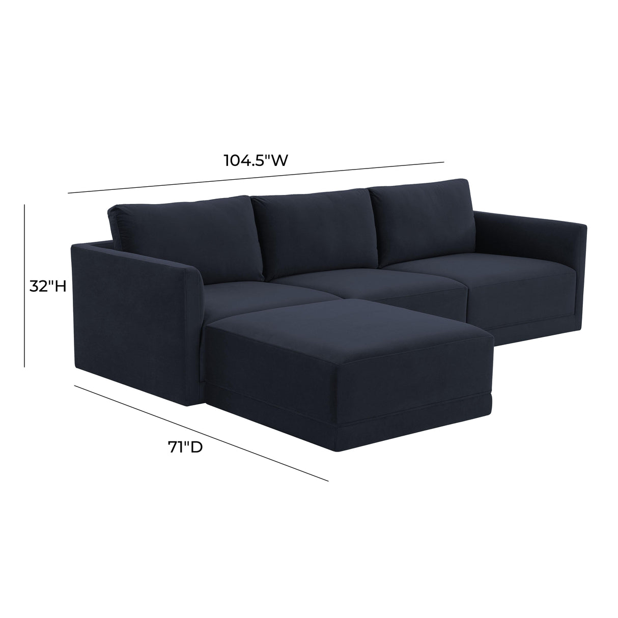 Willow Velvet Modular 4-Piece Sectional by TOV Furniture at Eve Furniture