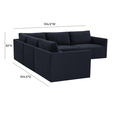 Willow Velvet Modular 5-Piece L Sectional by TOV Furniture at Eve Furniture