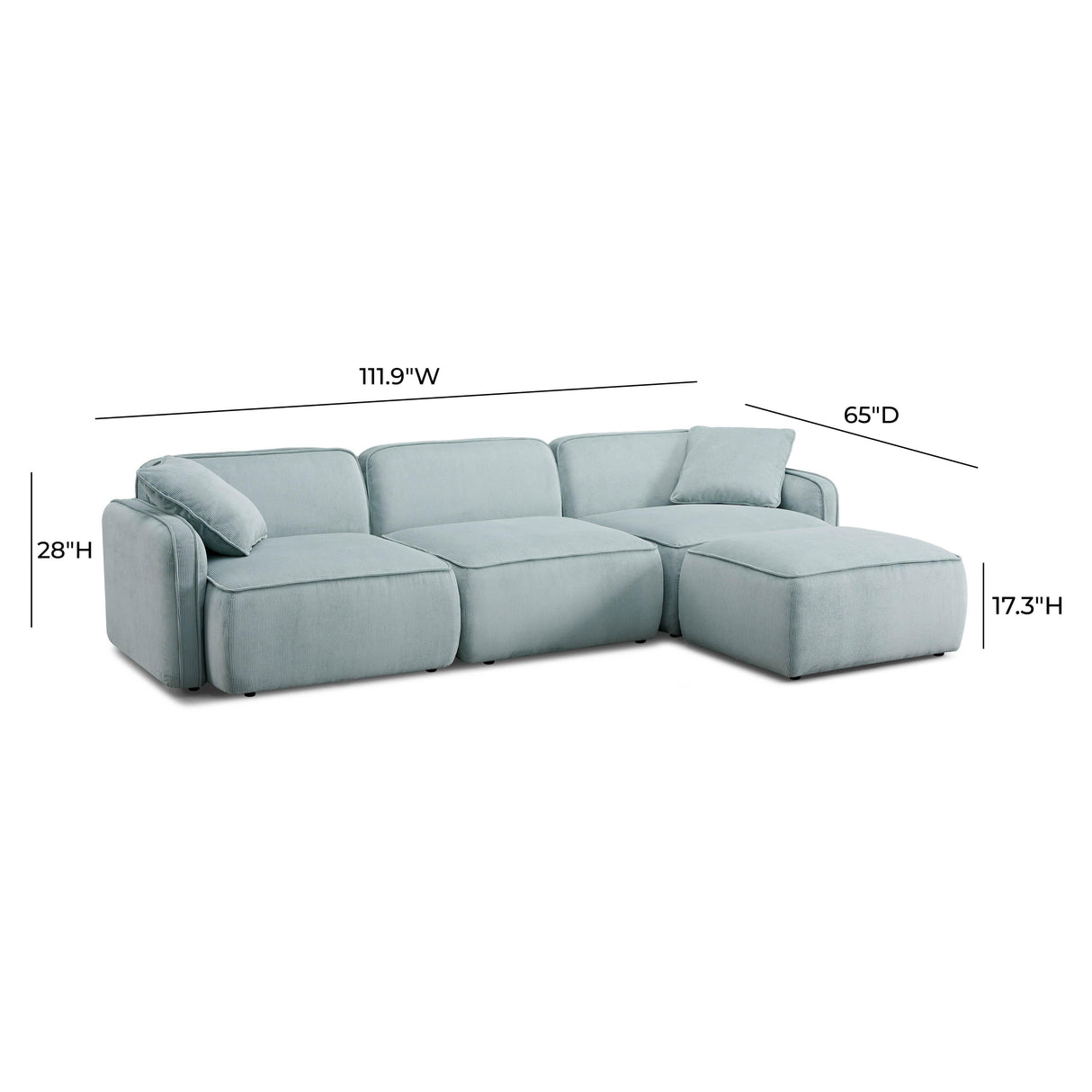 Travie Performance Corduroy Velvet 4-Piece Modular Sectional by TOV Furniture at Eve Furniture