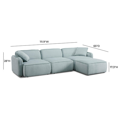 Travie Performance Corduroy Velvet 4-Piece Modular Sectional by TOV Furniture at Eve Furniture
