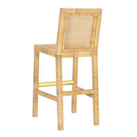 Amara Rattan & Cream Linen Stool by TOV Furniture at Eve Furniture