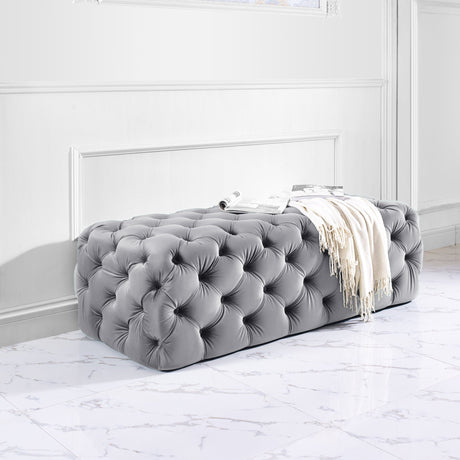Kaylee Velvet Ottoman by TOV Furniture at Eve Furniture
