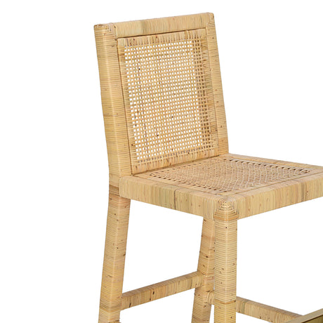 Amara Rattan & Cream Linen Stool by TOV Furniture at Eve Furniture