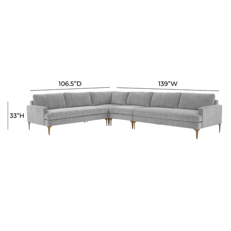 Serena Velvet Large L-Sectional by TOV Furniture at Eve Furniture