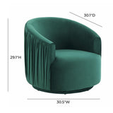 London Pleated Velvet Swivel Chair by TOV Furniture at Eve Furniture