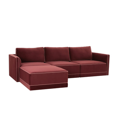 Willow Velvet Modular 4-Piece Sectional by TOV Furniture at Eve Furniture