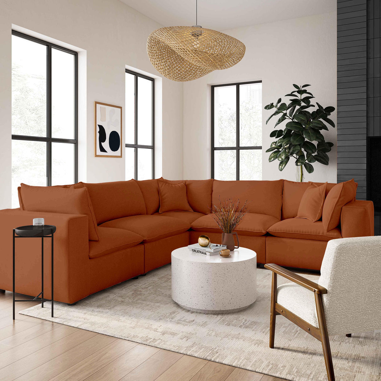 Cali Performance Fabric Modular 5-Piece L-Sectional by TOV Furniture at Eve Furniture