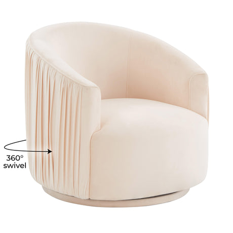 London Pleated Velvet Swivel Chair by TOV Furniture at Eve Furniture
