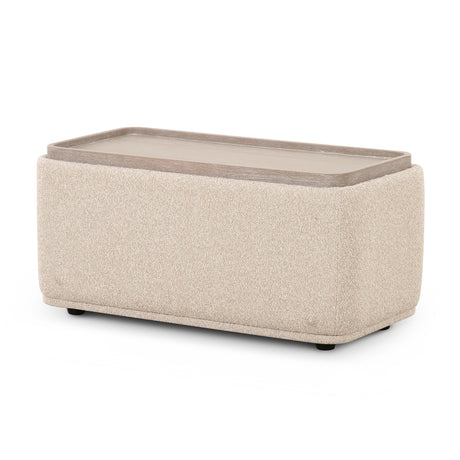 Sylvie Cream Boucle Ottoman Table by TOV Furniture at Eve Furniture