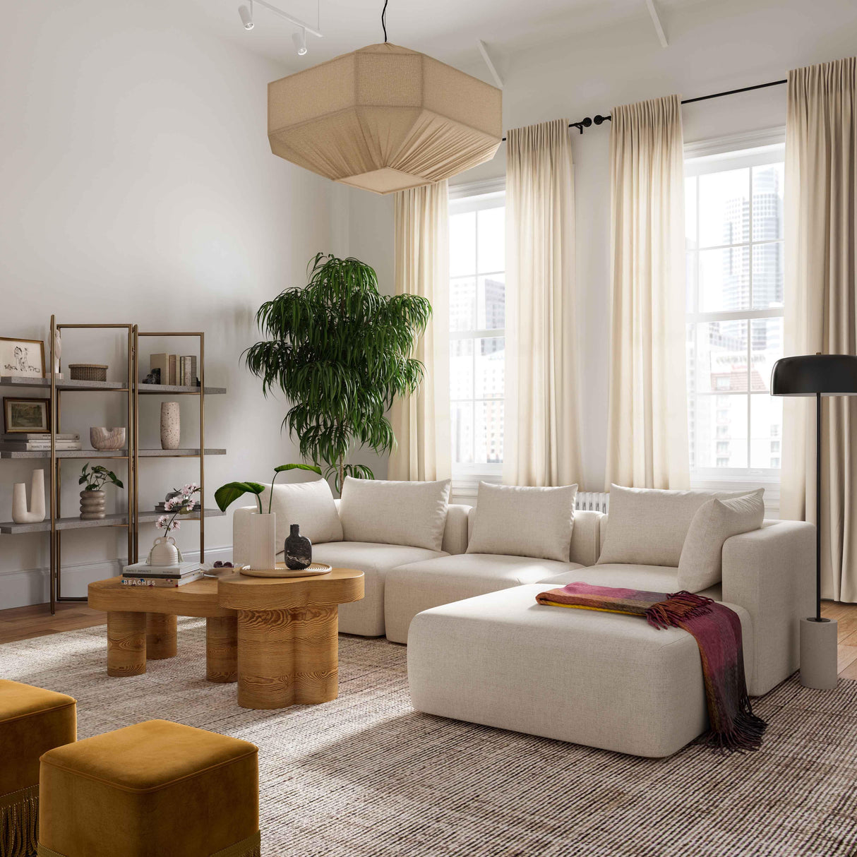 Hangover Cream Performance Linen 4-Piece Modular Sectional by TOV Furniture at Eve Furniture