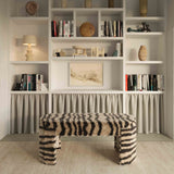 Zebra Brown Striped Tufted Bench by TOV Furniture at Eve Furniture