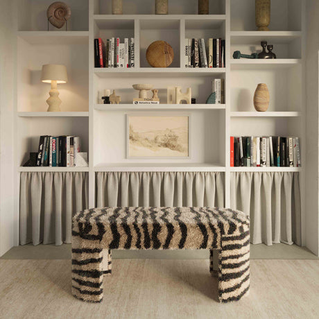 Zebra Brown Striped Tufted Bench by TOV Furniture at Eve Furniture