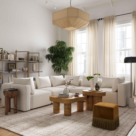 Hangover Cream Performance Linen 5-Piece Modular L-Sectional by TOV Furniture at Eve Furniture