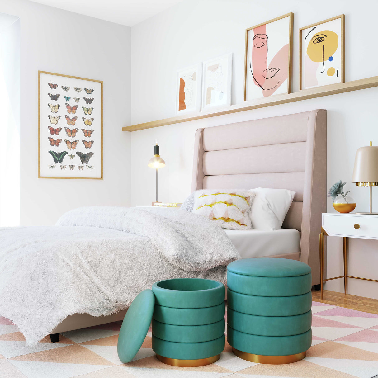 Saturn Velvet Storage Ottomans - Set of 2 by TOV Furniture at Eve Furniture