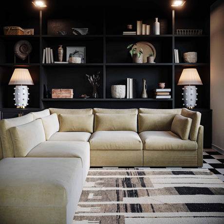 Jessie Champagne Velvet Modular Ottoman by TOV Furniture at Eve Furniture