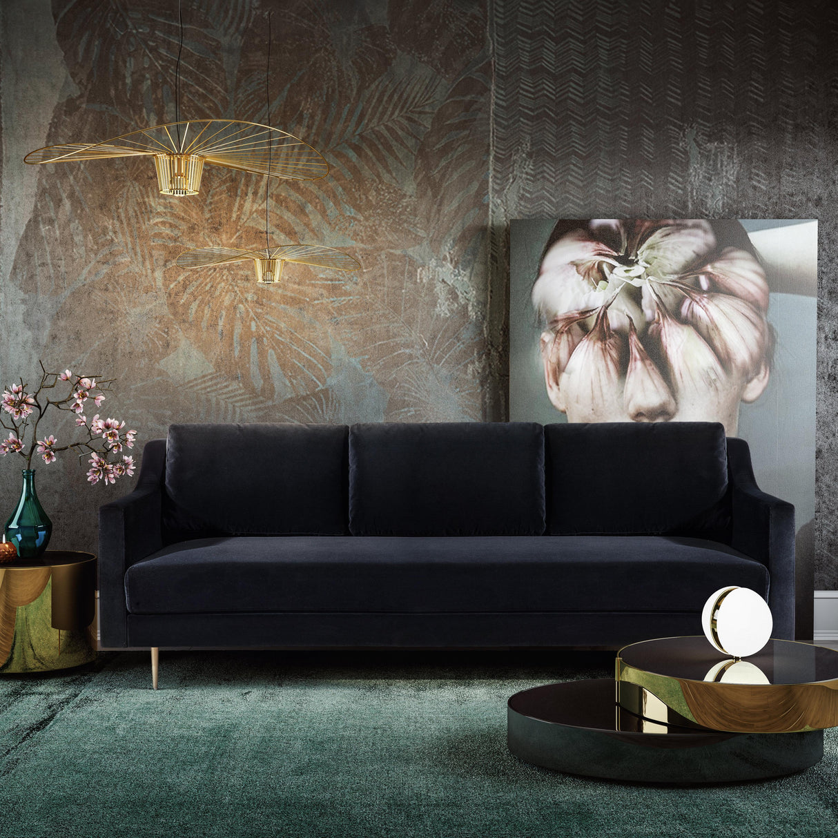Milan Black Velvet Sofa by TOV Furniture at Eve Furniture