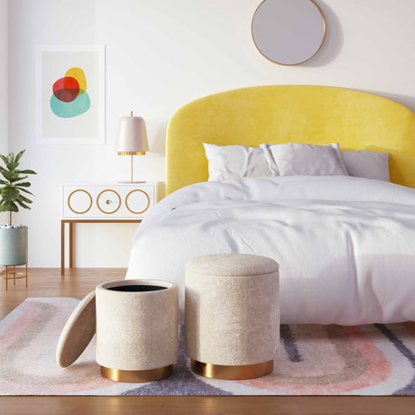 Teddy Faux Sheepskin Storage Ottomans - Set of 2 by TOV Furniture at Eve Furniture