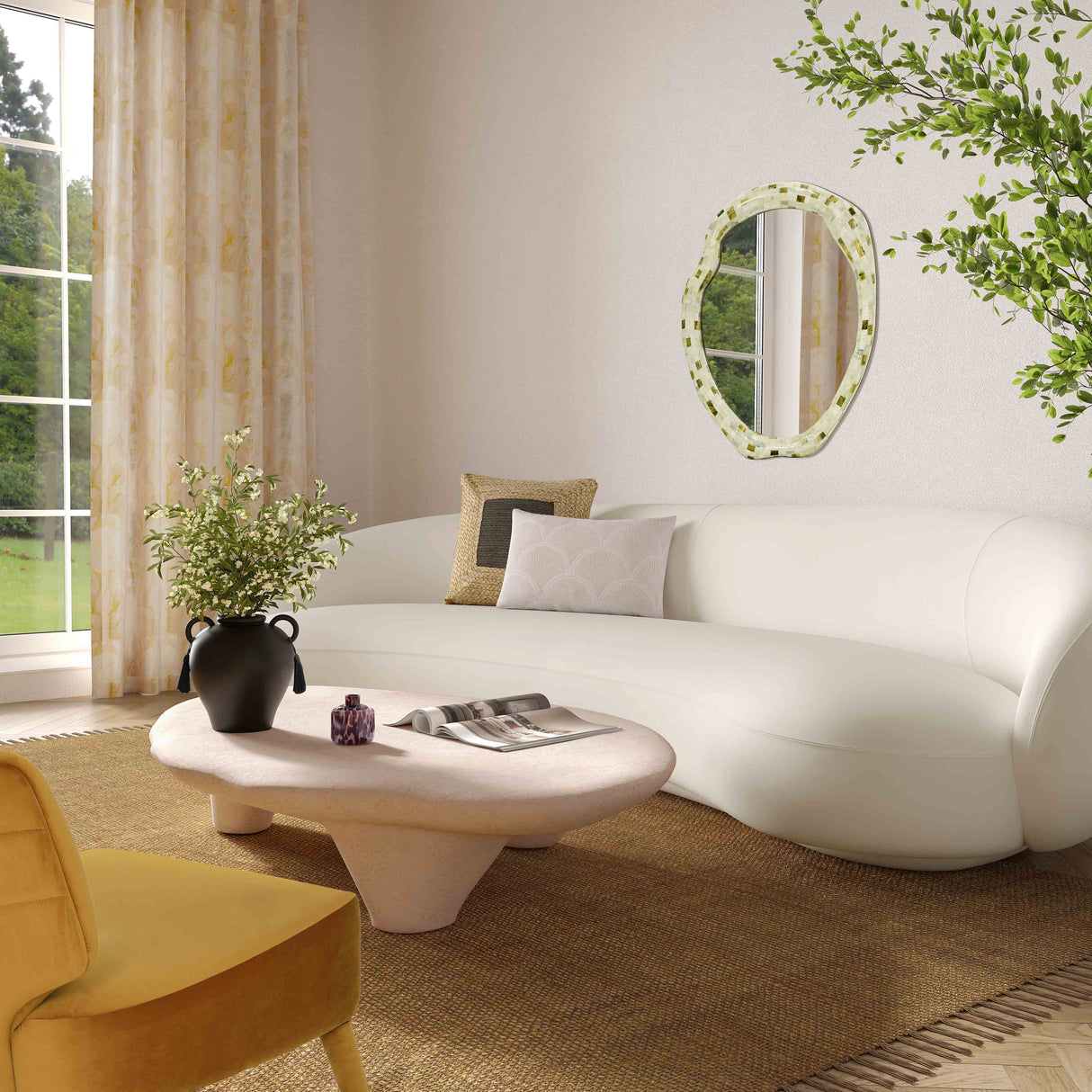 Athen Nude Faux Stone Coffee Table by TOV Furniture at Eve Furniture