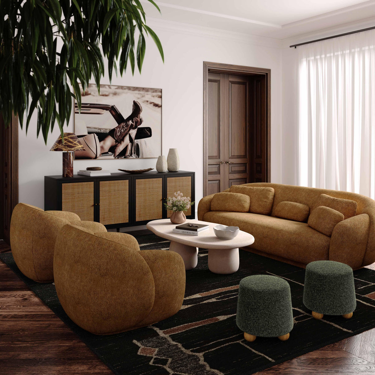 Jaine Loose Mohair Stool by TOV Furniture at Eve Furniture