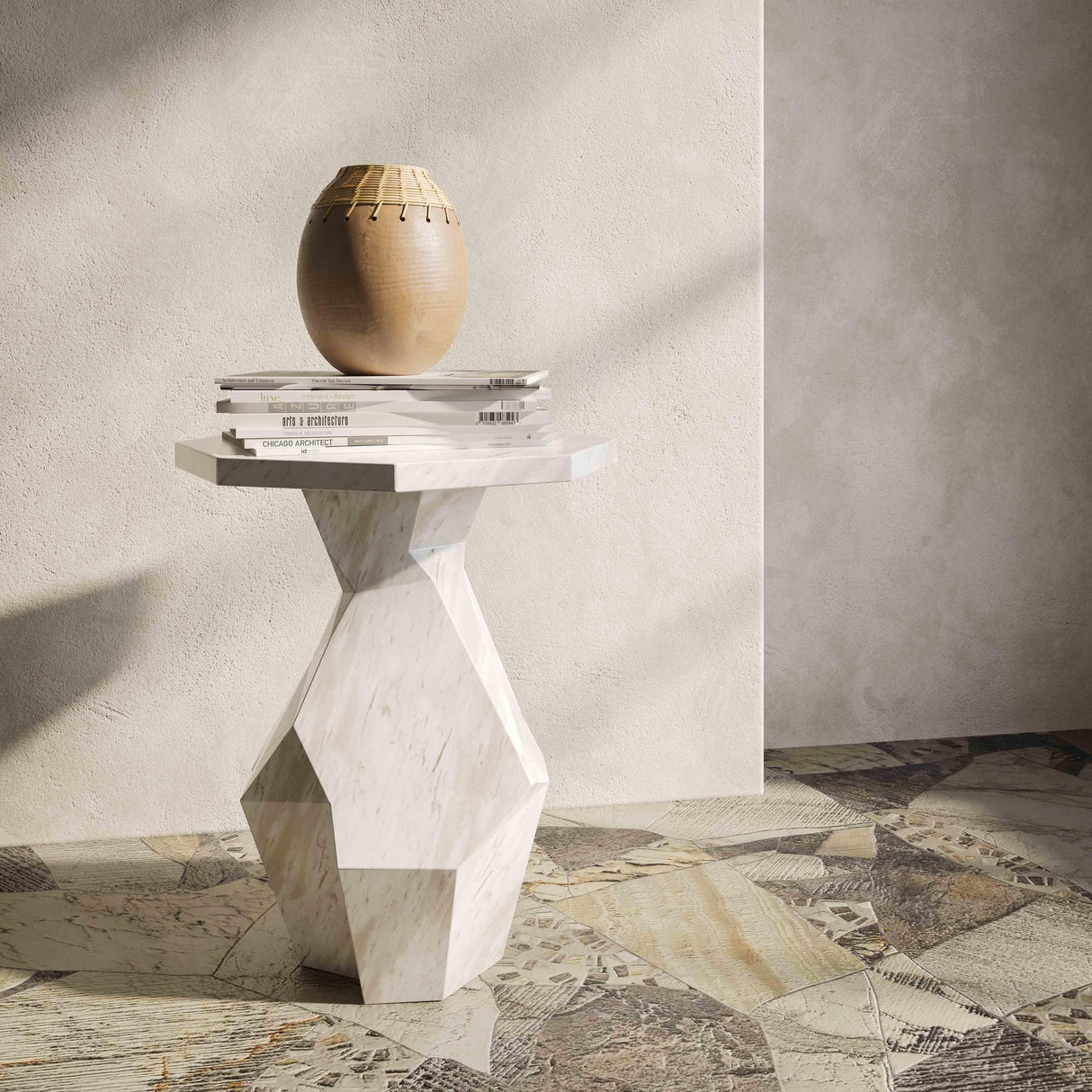 Esme Faux Marble Indoor / Outdoor Round Side Table by TOV Furniture at Eve Furniture
