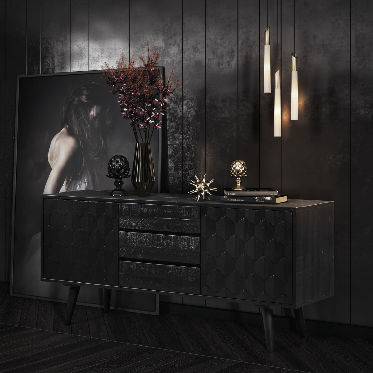 Valentina Black Acacia 59" Buffet by TOV Furniture at Eve Furniture