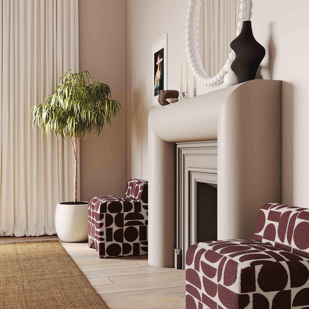 Pippa Geometric Jacquard Weave Stool by TOV Furniture at Eve Furniture