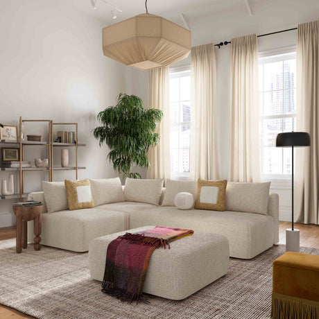 Hangover Heavy Textured Fabric Ottoman by TOV Furniture at Eve Furniture