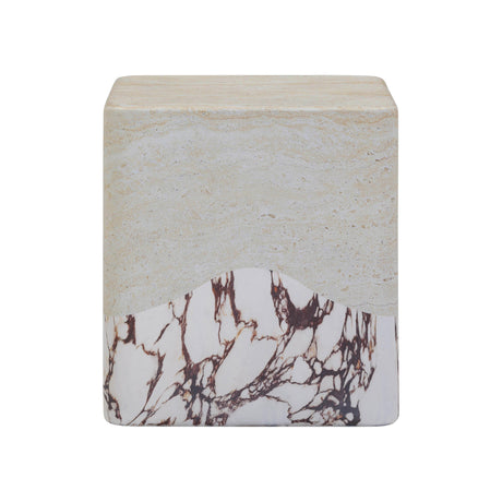 Brut Travertine & Breccia Concrete Indoor / Outdoor Side Table by TOV Furniture at Eve Furniture