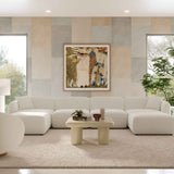 Travie Sand Upcycled Linen 6-Piece Modular U-Sectional by TOV Furniture at Eve Furniture