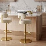 Primrose Cream Textured Performance Fabric Adjustable Stool by TOV Furniture at Eve Furniture