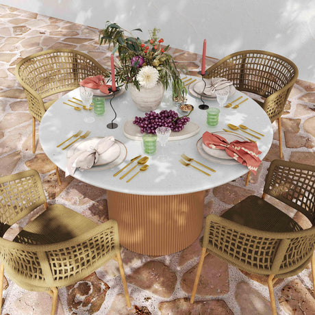 Rose Faux Terrazzo and Terracotta Concrete Indoor / Outdoor 47" Round Dining Table by TOV Furniture at Eve Furniture