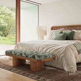 Ollie Olive Green Leopard Jacquard Bench by TOV Furniture at Eve Furniture