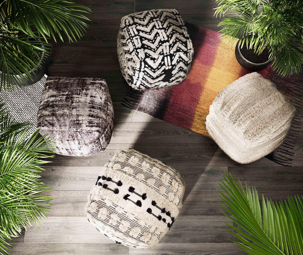Yorba Cotton Pouf by TOV Furniture at Eve Furniture