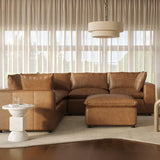 Cali Brown Leather Modular 5-Piece L-Sectional by TOV Furniture at Eve Furniture