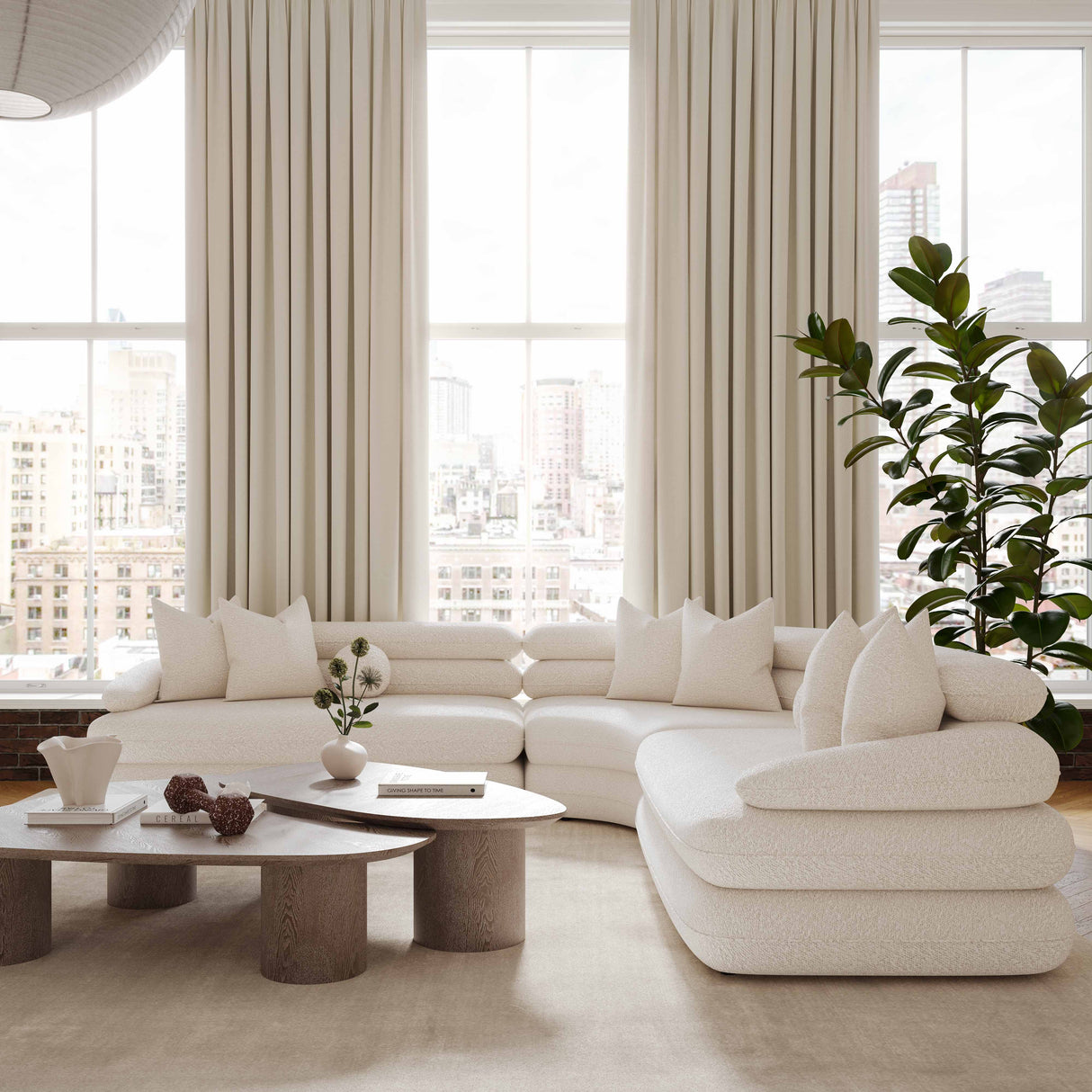 Lulu Cream Boucle Modular Curved Sectional by TOV Furniture at Eve Furniture